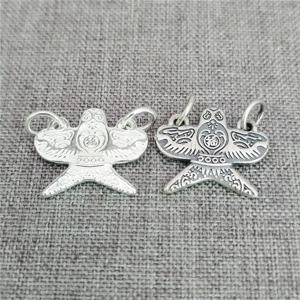 1 Piece of 925 Sterling Silver Eagle Kite Charm 2-Sided Good Fortune Pendant for Bracelet Necklace