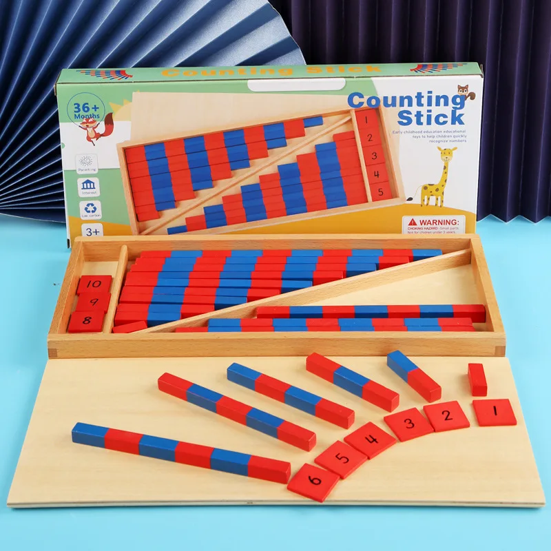 

Kids Montessori Math Number Toy Educational Wooden Blue & Red Digital Rods Sticks Box Early Learning Blocks