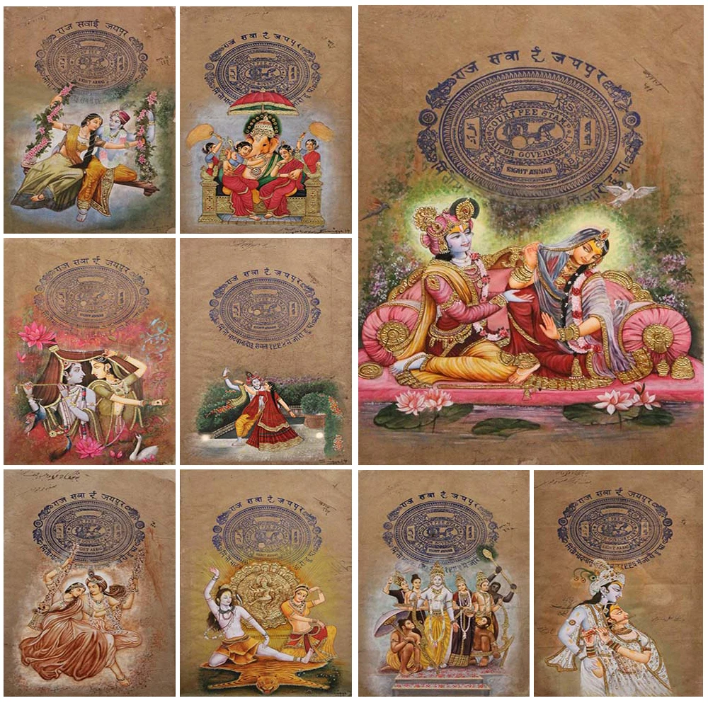 Religión india, hinduísmo, Brahman, cuadro sobre lienzo para pared, Lakshmi Shiva, cuadros de pared para sala de estar, decoración del hogar, póster sin marco