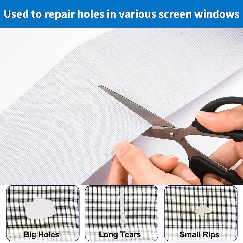 2 Rolls 10cm Upgraded Mosquito Net Repair Tape Self-Adhesive Window Screen Strong Anti-Insect Fly Mesh Broken Holes Repair Patch