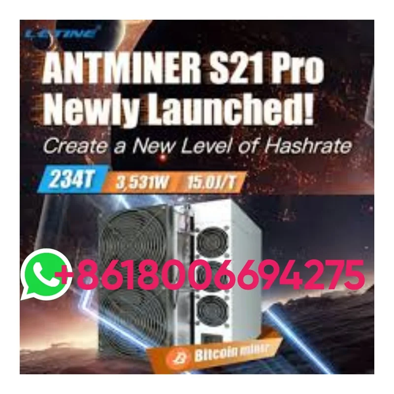 

B. NEWLY LAUNCHED Bitmain Antminer S21 Pro 234TH/s Miner 3510W Air Cooling System 15J/TH Low Power Consumption SHA256 BTC MINER