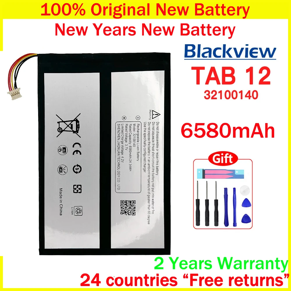 100% Genuine Original 6580mAh 32100140  Blackview TAB 12 Battery For Blackview TAB12 Replacement Mobile Phone +Free Tools