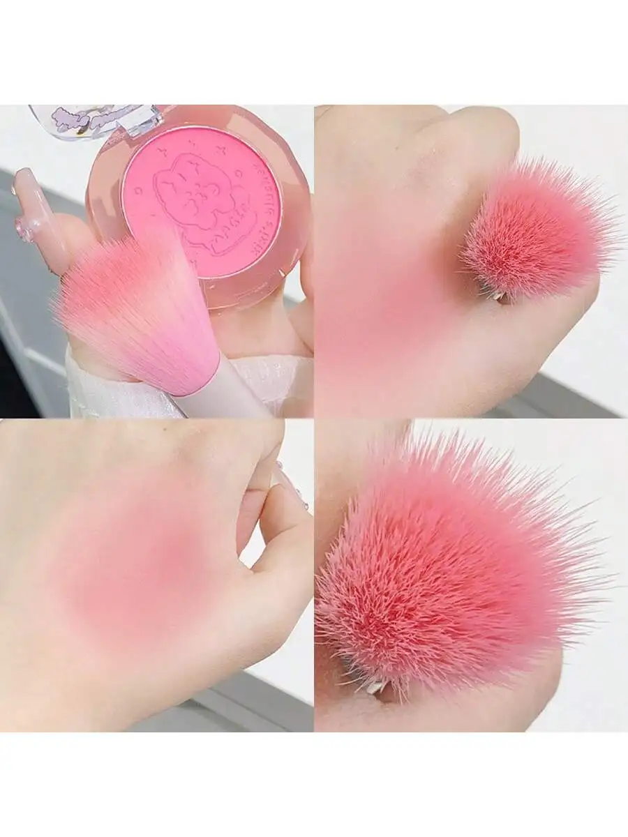 فرشاة تظليل متدرجة اللون وردية اللون، فرشاة أحمر خدود محمولة، فرشاة بودرة، أداة متعددة الوظائف لتحديد ملامح الوجه