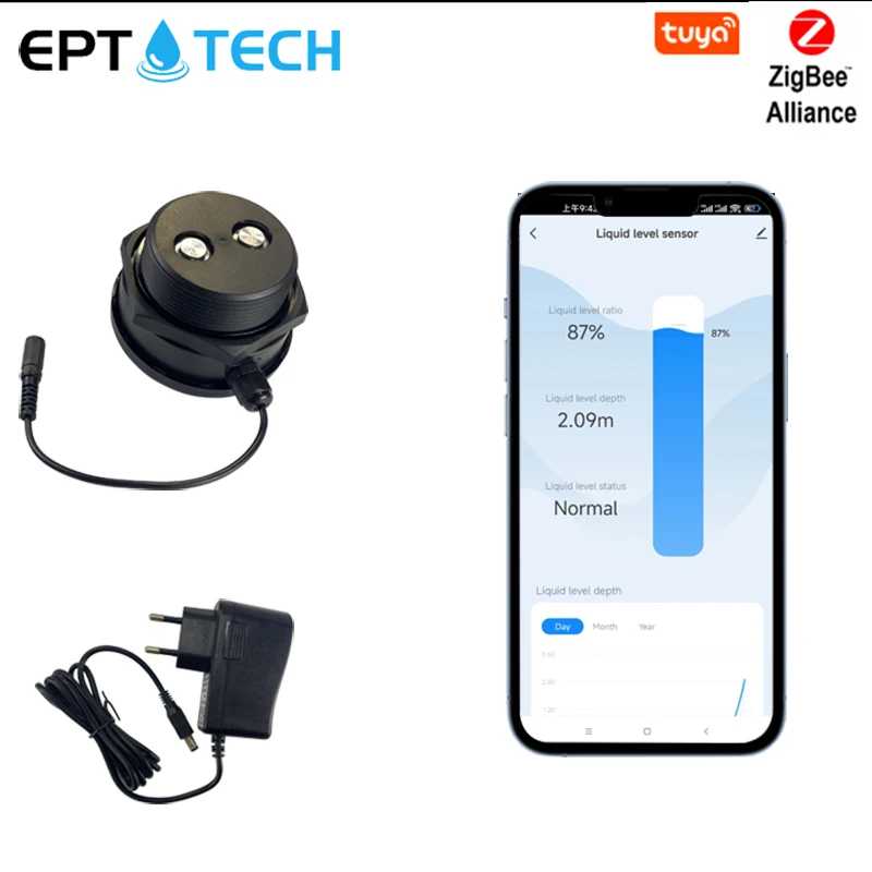 EPTTECH TLC2206-ZB ZigBee3.0 APP مراقب مستوى الخزان في الوقت الحقيقي تذكير تماس مقاوم للماء IP67 إنذار صناعي منزلي