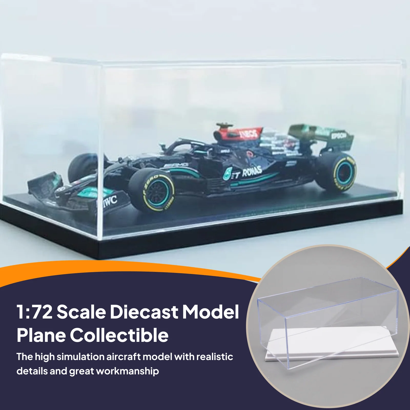 1:43 Model Car Display Acrylic Clear  Case with Base Clear Dust-Proof Cover Collection Showcase Box Protection for Model Cars