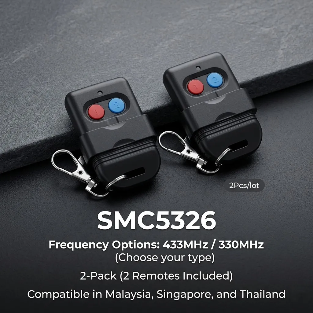 2pcs Malaysia Singapore Thailand SMC5326 5326 330/433MHz 8 DIP Switch Auto Learning Garage Gate Remote Control Duplicator