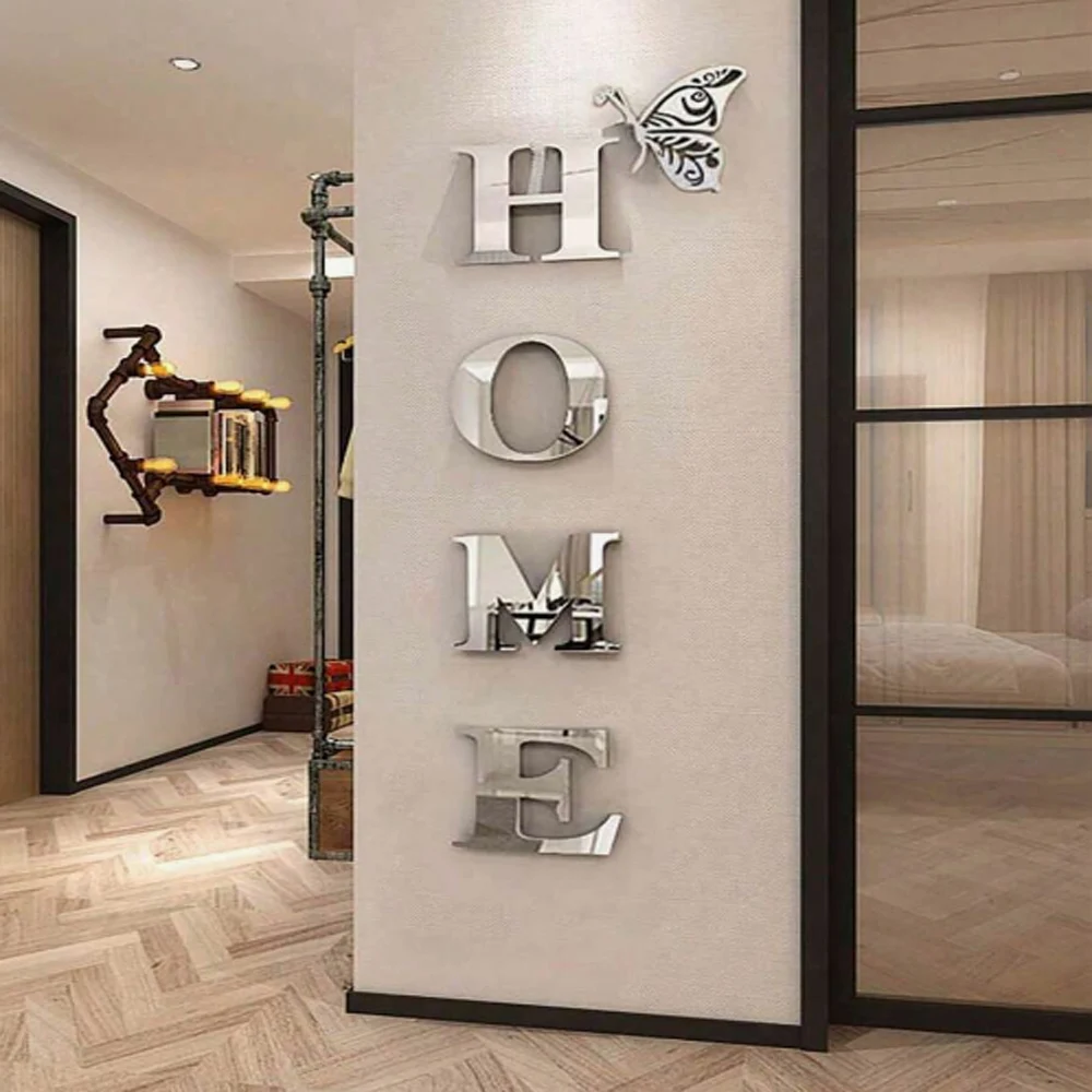 1Set 5pcs 3D Acrylic Mirror Wall Stickers With \