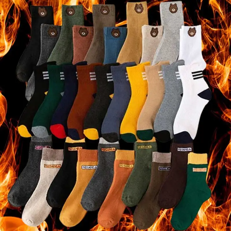 Male and female hair-line thick-cut color socks 10 pairs set 3 types 1