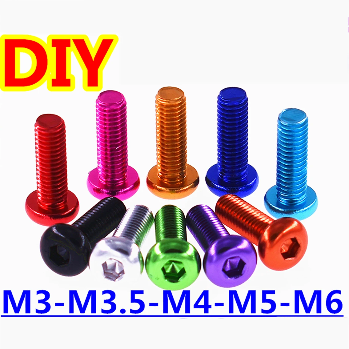 2pcs M3*6/8/10/12/14/16/18/20/25/30mm Colourful Hex Socket Head Screw 7075 Aluminum Alloy Button Round Head Allen Bolts