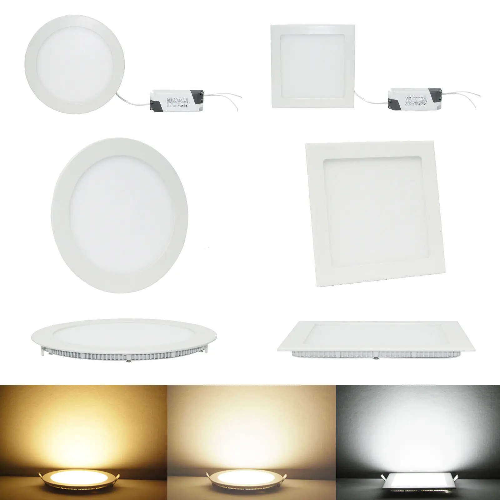 9W Round Cool White LED-ceiling light Dimmable CREE LED Recessed Ceiling Panel Down Lights Lamp  US