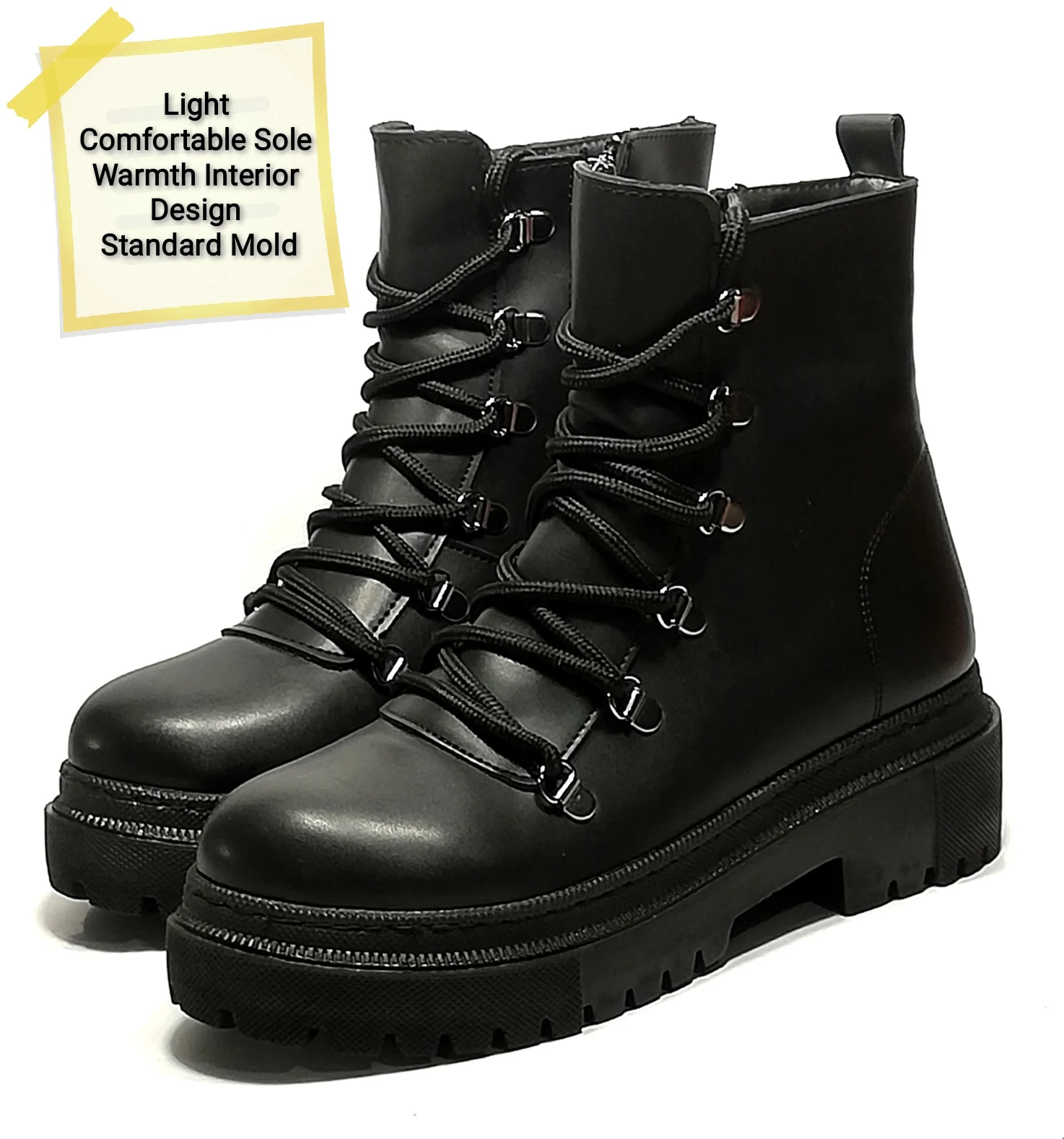 

Women's black winter boots water resistant, modern, comfortable, eye-catching, standard fit for daily and school