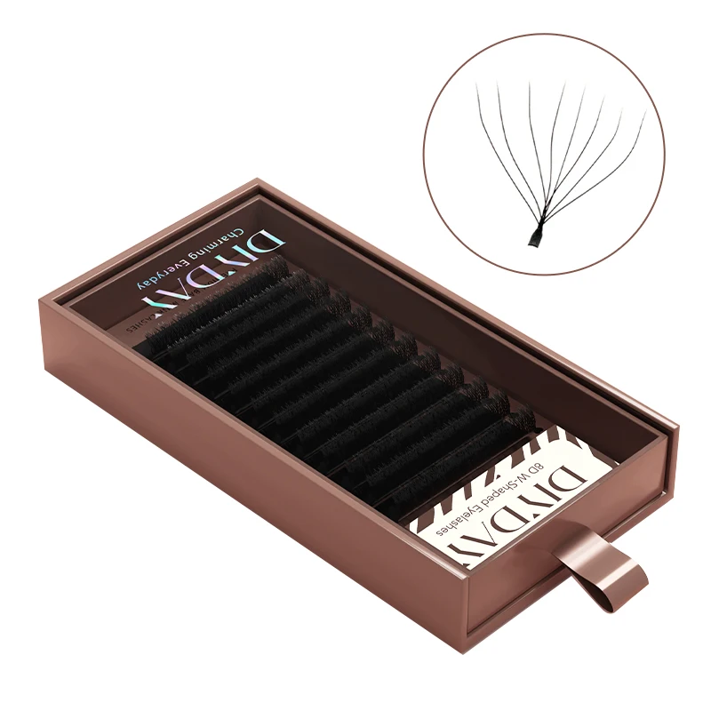 DIYDAY 7D 8D W Shape Eyelash Extension Premade Volume Fans W Shaped 3D 4D 5D 6D 7D 8D Fałszywe rzęsy do makijażu — zdjęcie 2