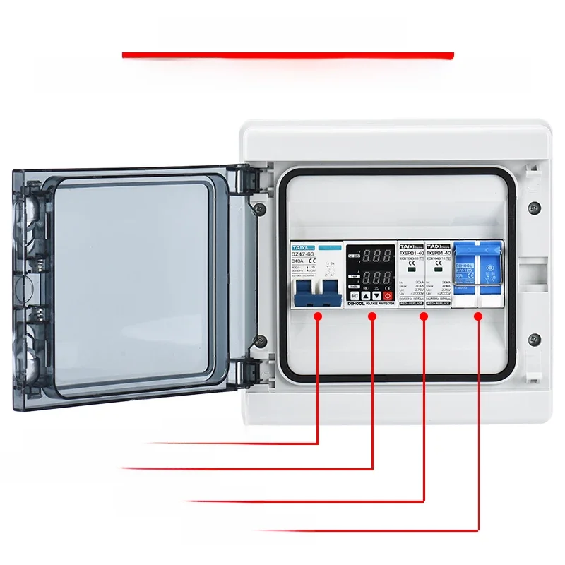 AC Combiner Box 230V 10a ~ 63amp Leistungs schalter SPD Haushalt/Solar Überspannung/Unter
