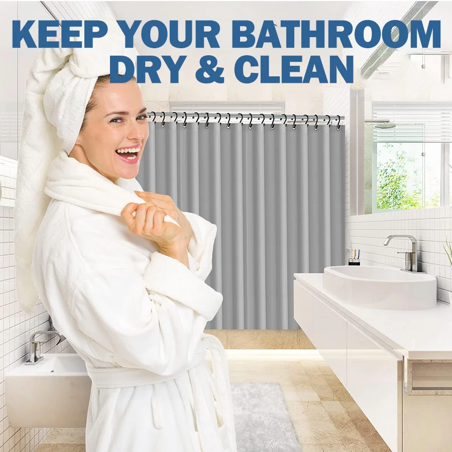 깔끔한 환경을 위한 내구성이 뛰어난 세련된 디자인의 1피스 71×71인치 회색 샤워 커튼 라이너(후크는 포함되지 않음)