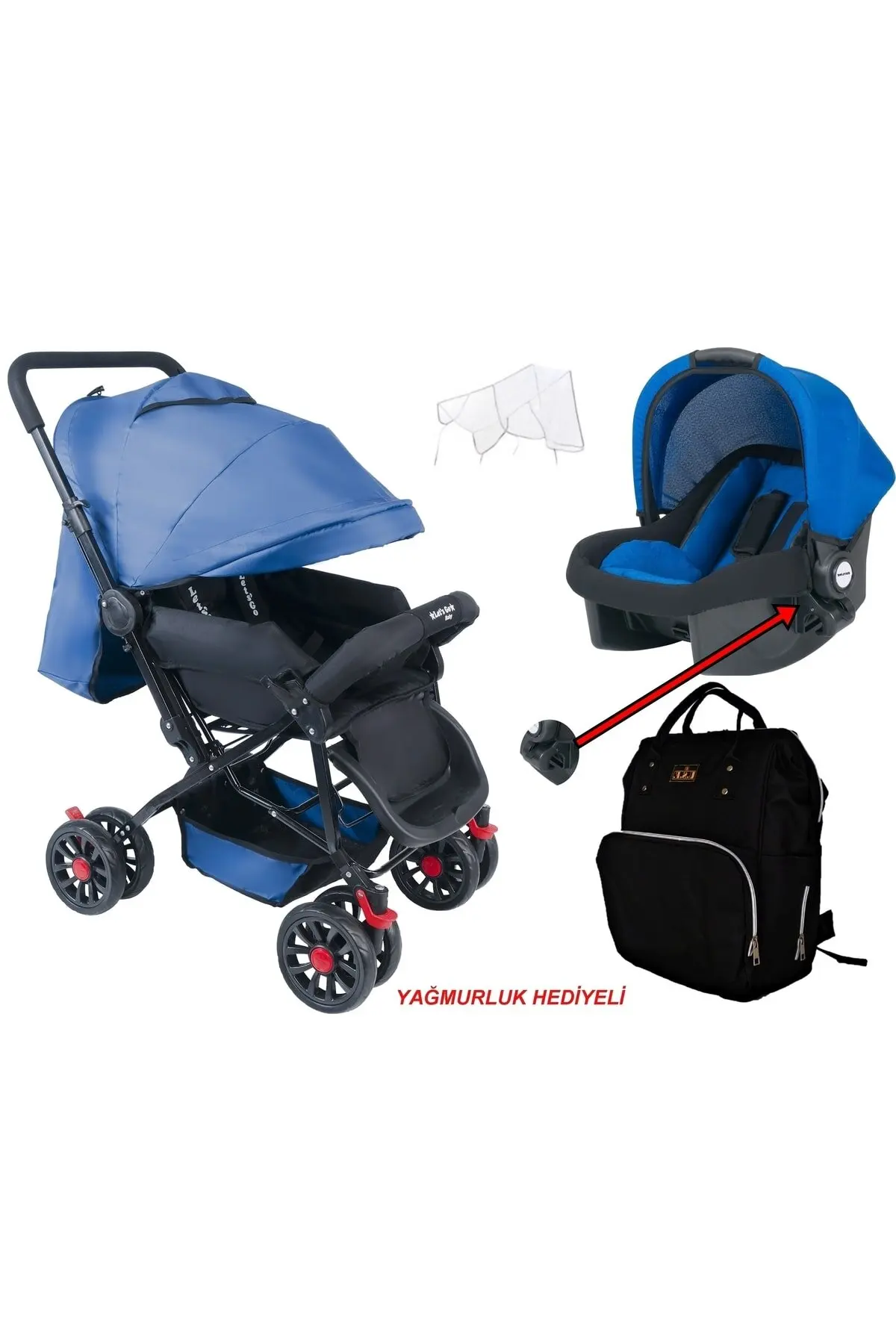 Carry Capacity: 15 kg Two-Way Full Retractable Awning Baby Stroller-Back tekerlerde brake system