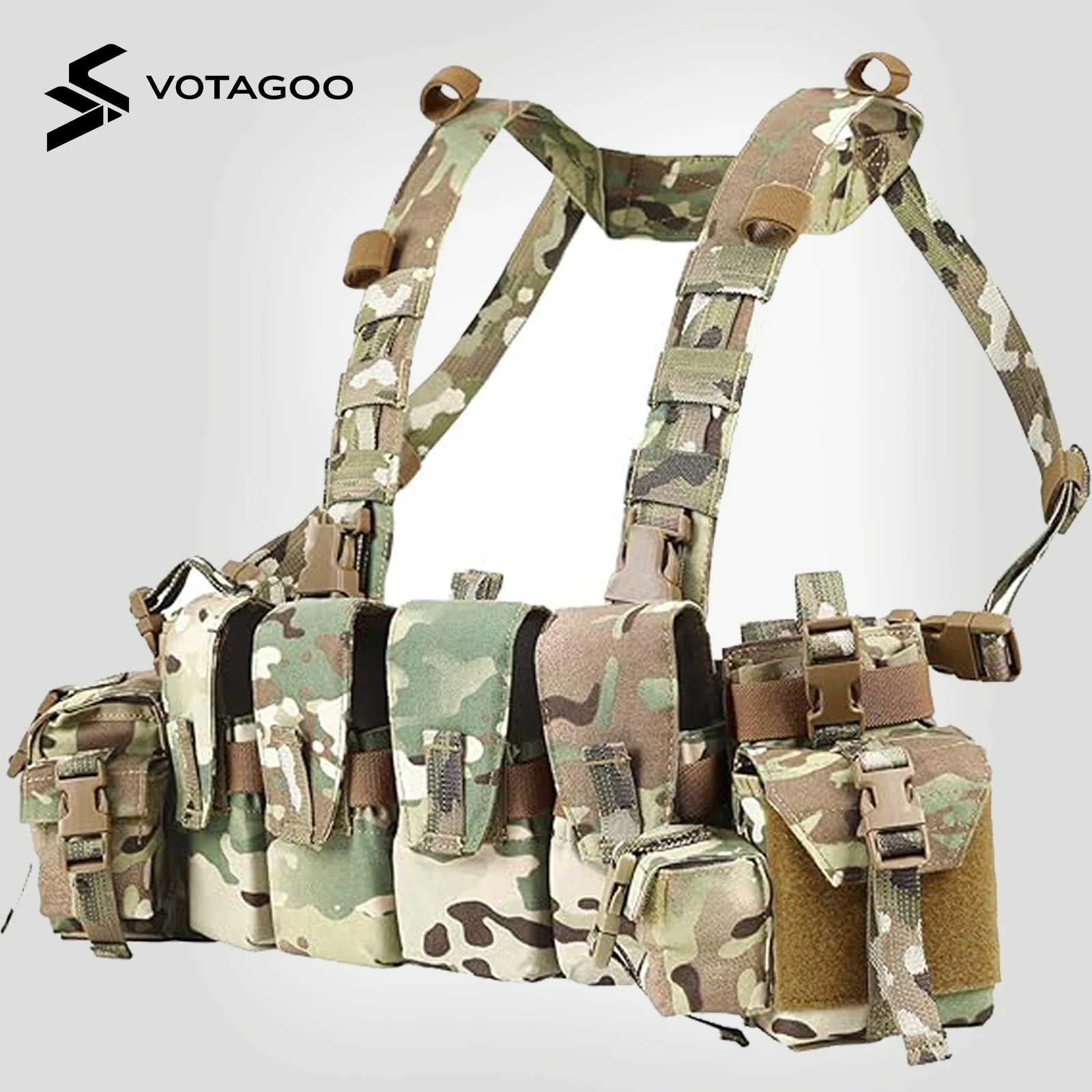 

VOTAGOO Tactical Chest Rig with 5.56/7.62 Magazine Pouches & Detachable MOLLE System