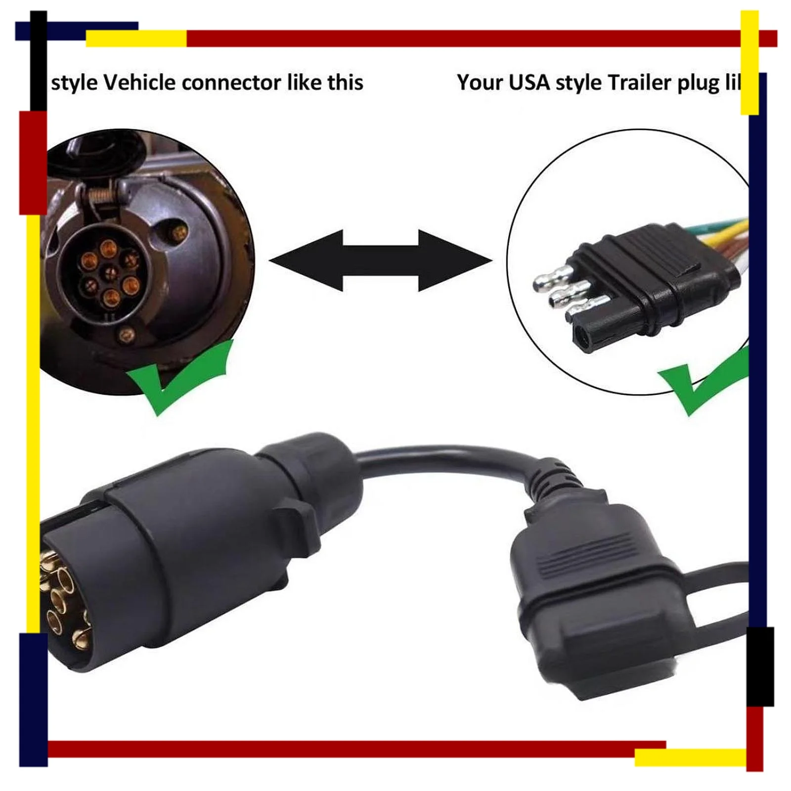 Trailer Adapter Trailer Connector Adapter for Truck RV Towing Solutions 7 Pin to 4 Pin trailer adapter plug converter