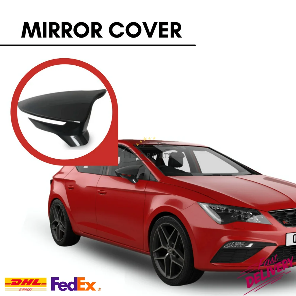 BAT MIRROR COVER FOR SEAT LEON 5F/MK3 2012-2021 PIANO BLACK CAR ACCESSORY FOR MODIFIED ADHESIVE PROTECTION NEW SEASON