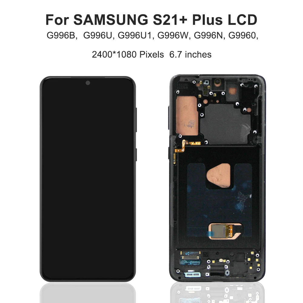 For AMOLED For Samsung S21 Plus LCD Display Touch Screen  Digitizer Assembly For S21+ G996B SM-G996B/DS LCD With Frame