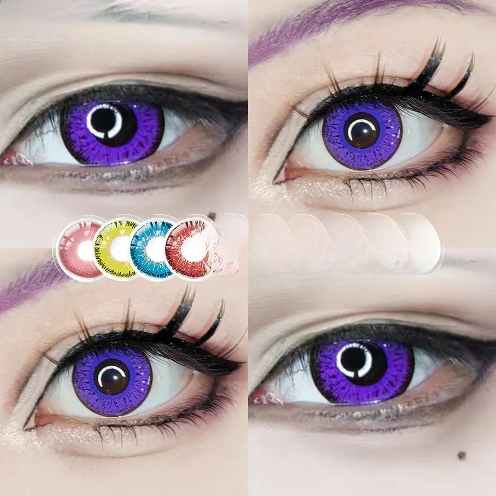 OVOLOOK-lentilles Anime 10 couleurs lentilles de Contact pour les yeux lentilles pour grands yeux bleu rouge vert rose violet lentilles jaune lentilles pour les yeux annuelles