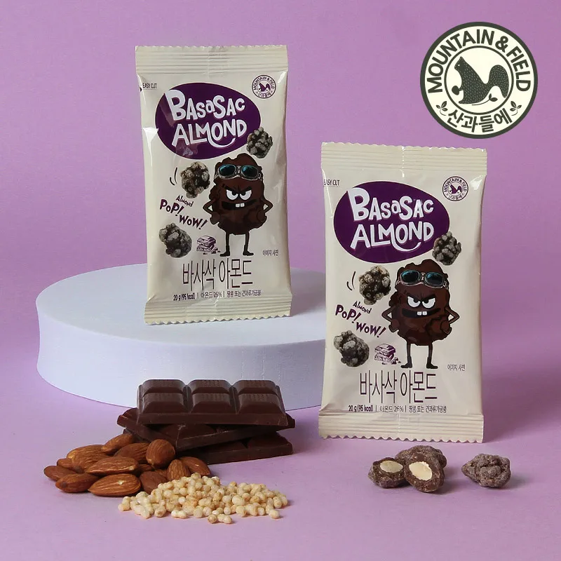 [Montaña y Prado] Almendras crujientes X 30 paquetes de merienda de frutos secos crujientes de arroz integral