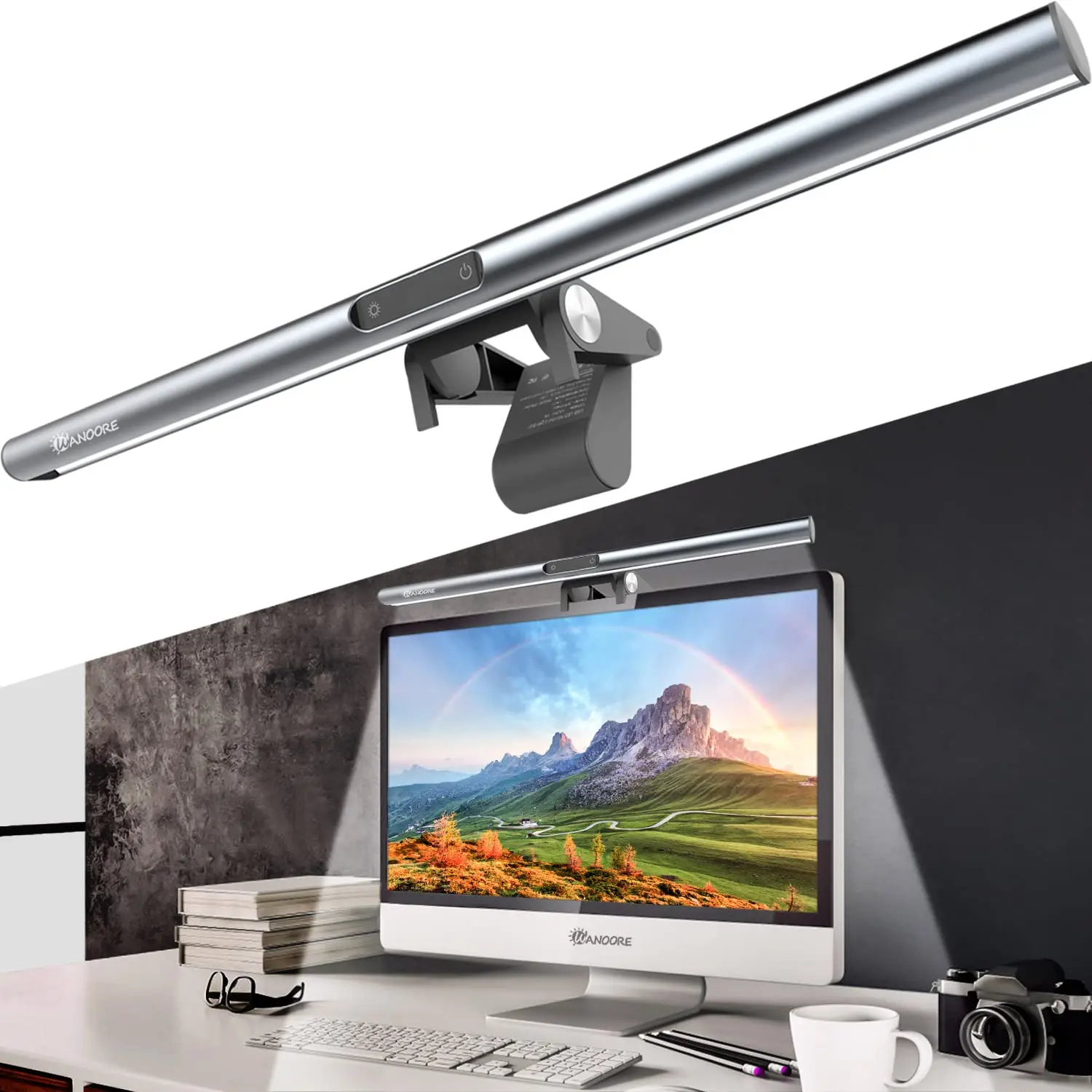 Monitor Light Bar with 1080P Webcam 40cm Touch ScreenBar Computer Lamp Adjustable Brightness and Color Temperature E-Reading