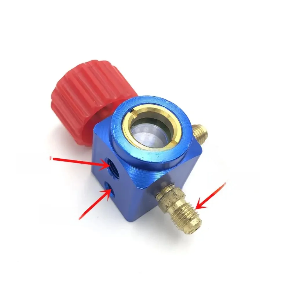 Widoczny 1/8 "BSP-11mm-11mm klimatyzacja chłodnicza Freon A/C miernik uniwersalny miernik Tee żeńsko-męski-męski zawór w haku — zdjęcie 2