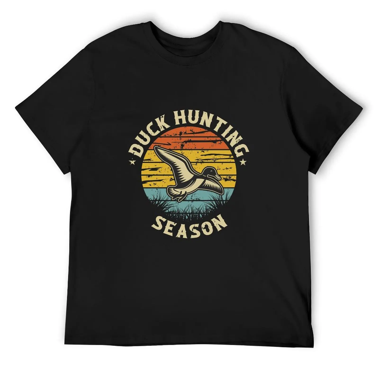 Rustic Cartoon Camo Bow Mallard Duck Duck Call Black Tshirt Country Outdoor Breathable Casual Hunting Tee