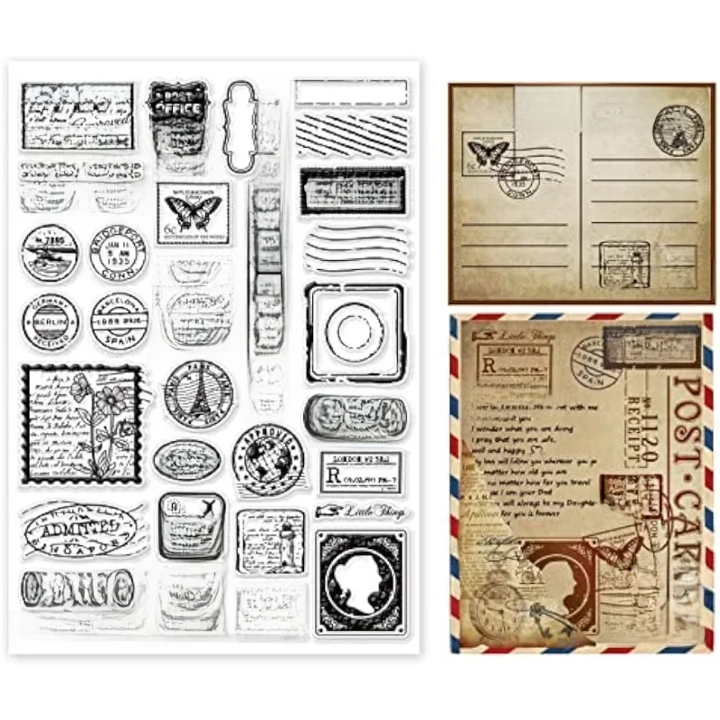 Znaczek znaczek pocztowy pocztówka wyczyść znaczki dla DIY Scrapbooking duży rozmiar silikonowe przezroczyste pieczęcie do tworzenia kartek dziennik fotograficzny — zdjęcie 2
