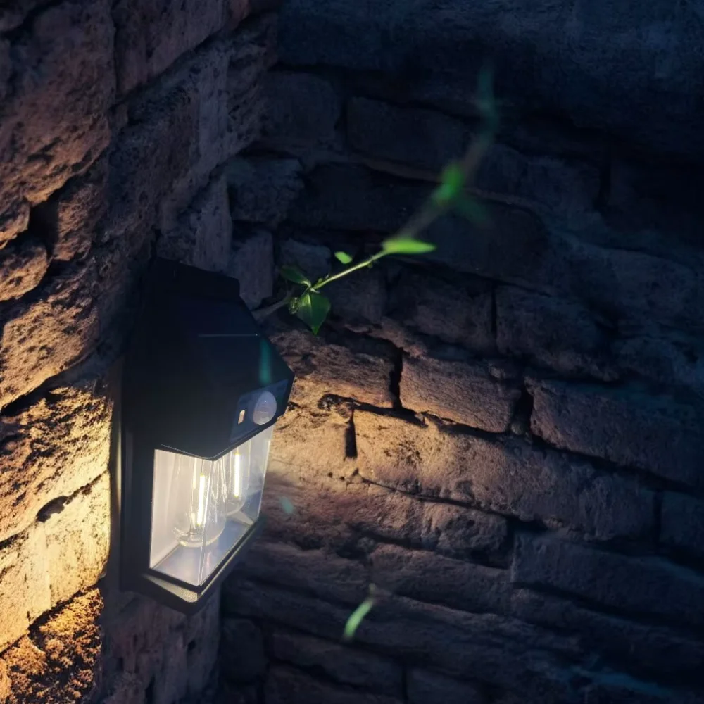 مصباح شمسي مزدوج LED ، فانتيرا مضيء ، مستشعر De Presque E Movimento