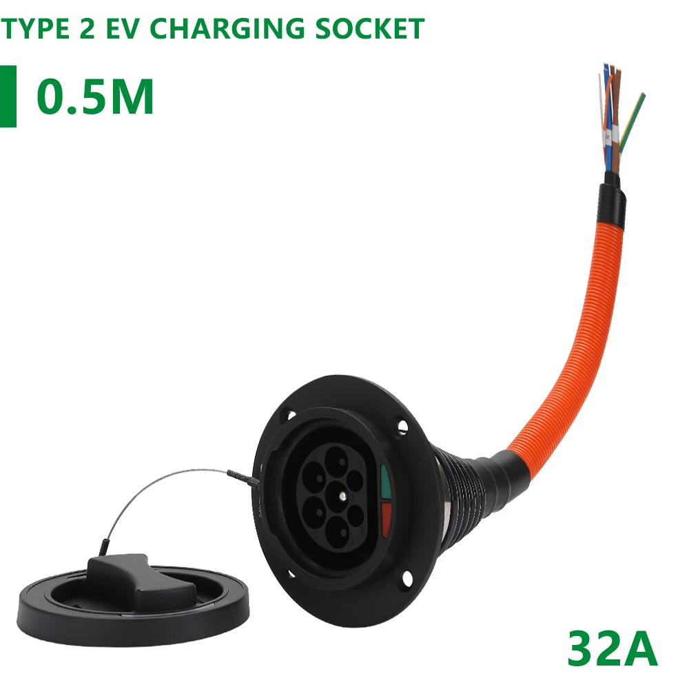 EV Carregamento Type2 soquete 32A Único trifásico IEC 62196 ‑ 2 soquete IP54 Proteção impermeável