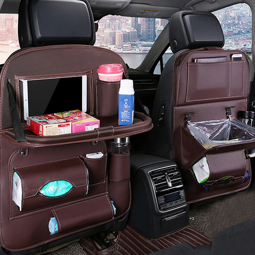 BENVIA car rear seat multi table kick cover leather storage table kick mat multi-use baby children back pocket 00378