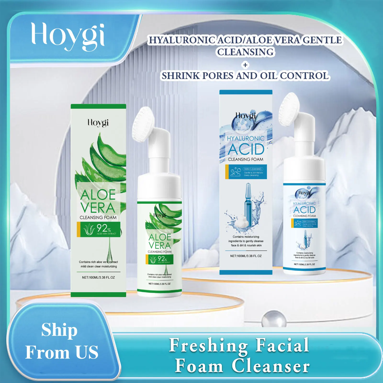 

Hoygi 100ml Oil Control Facial Cleanser Aloe Vera Hyaluronic Acid Shrink Pores Refreshing Clean Blackheads Moisturizing Cleanser