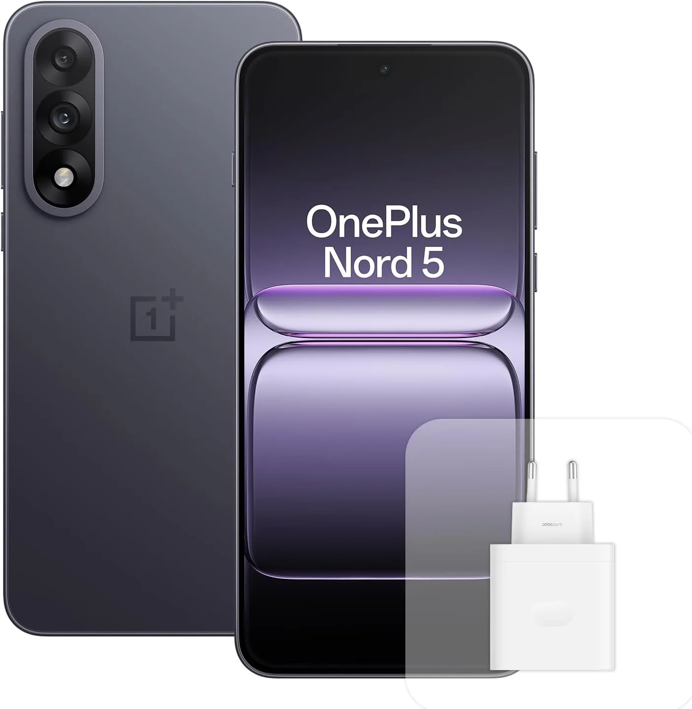 OnePlus Nord 5 Smartphone, 6,83 inch AMOLED-scherm, Snapdragon 8s Gen 3, dubbele camera 50 MP, 5200 mAh batterij, met 80W oplader