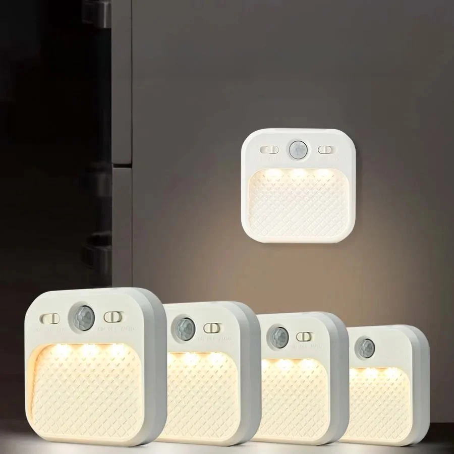 1–4 Stück Bewegungsmelder, LED-Nachtlicht, wiederaufladbar, zum Aufkleben, Magnet-Nachtlampe für Schlafzimmer, Küche, Treppe, Flur, Schranklicht