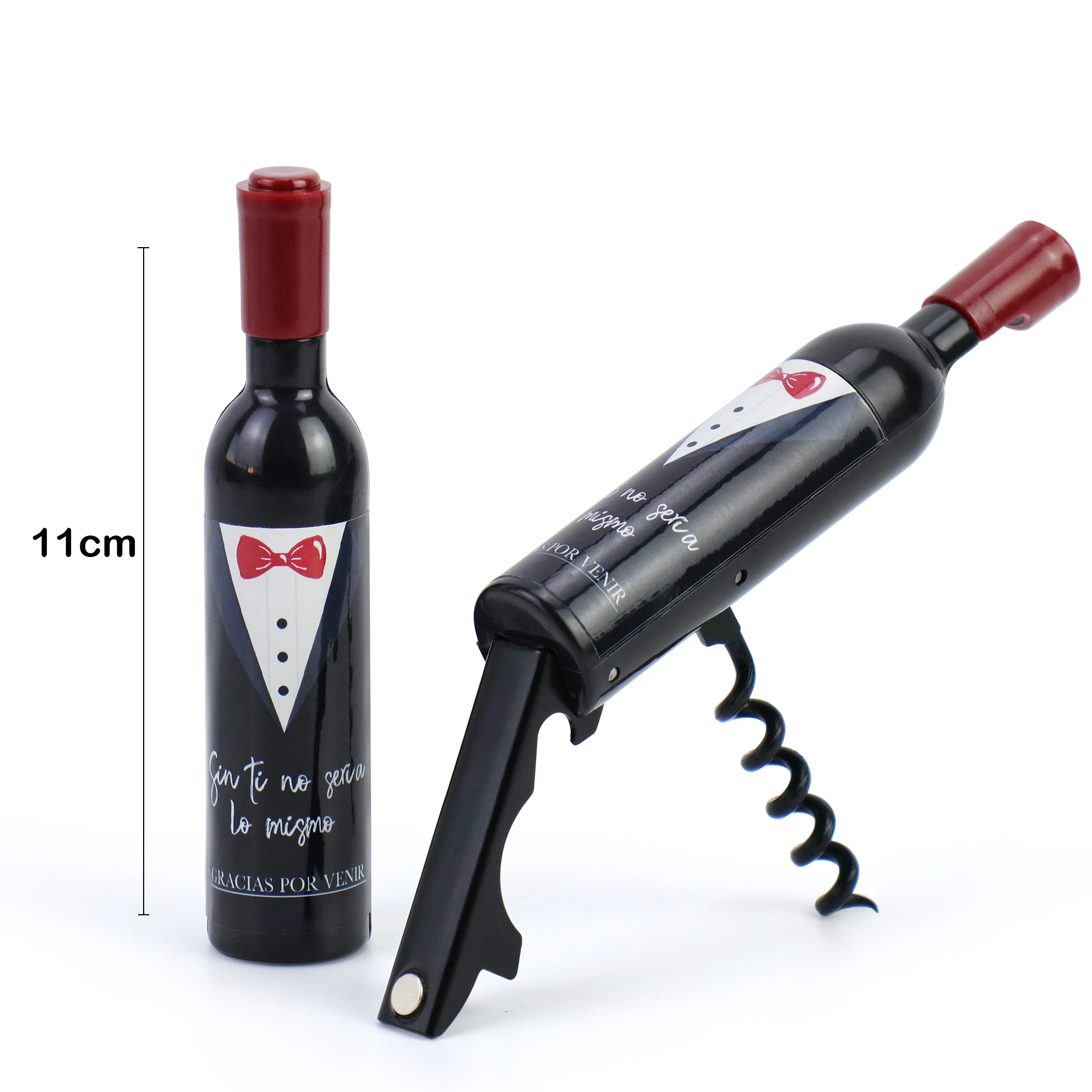 12-42 pcs/lot Corkscrew Bottle Opener with tuxedo label, option box, non-customizable sticker, wedding guest details, guest gift opener, gift Store