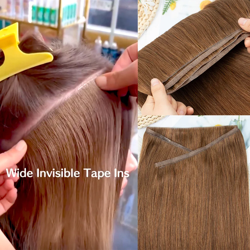 Extensions de cheveux humains de trame de bande droite longue 12 