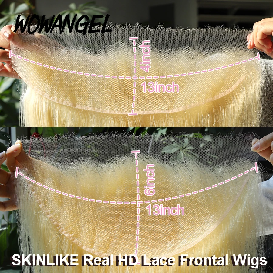 

WOWANGEL HD Lace Frontal 13x6 613 Fulll Frontal Only Human Hair Melt Skins Virgin Hair Straight Real HD Lace Closure Only