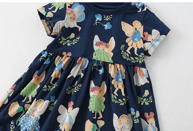 Brand Quality 100% Cotton Baby Girl Clothes Cartoon 2024 Summer Casual Children Clothing Kids A-LINE One-piece Dresses for Girls