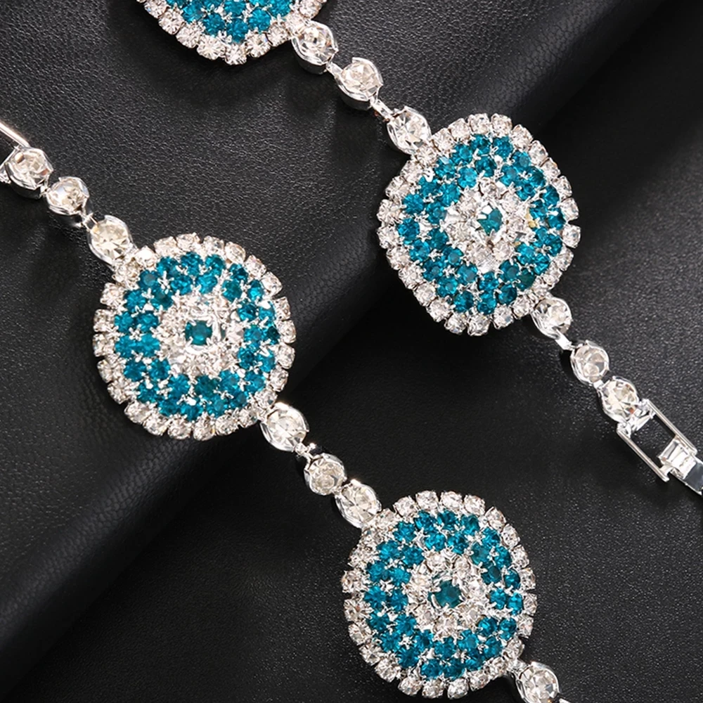 Fashion Rhinestone Evil Eye Bracelets Bangle Wedding for Women Personality Accessories Crystal Bridal Bracelets Hand Jewelry