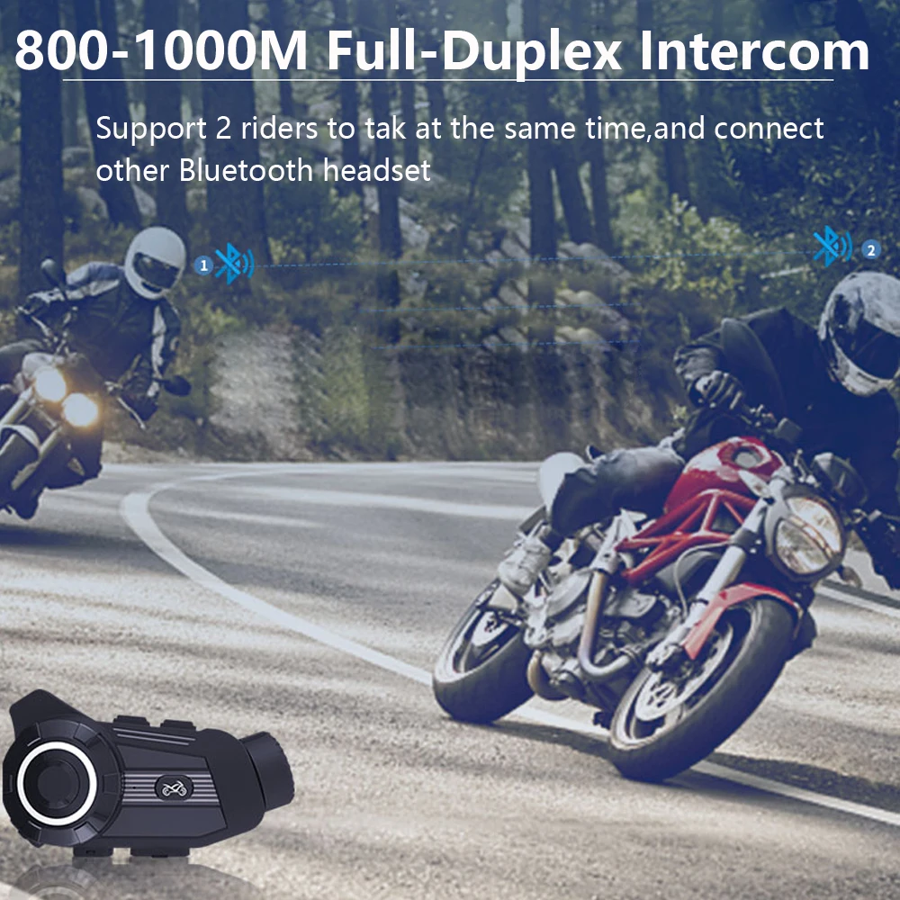 VR Robot 2000M Motorcycle Bluetooth 5.1 Intercom Helmet Headset 6 Riders Communicator 2K Video Recorder Wireless Interphone