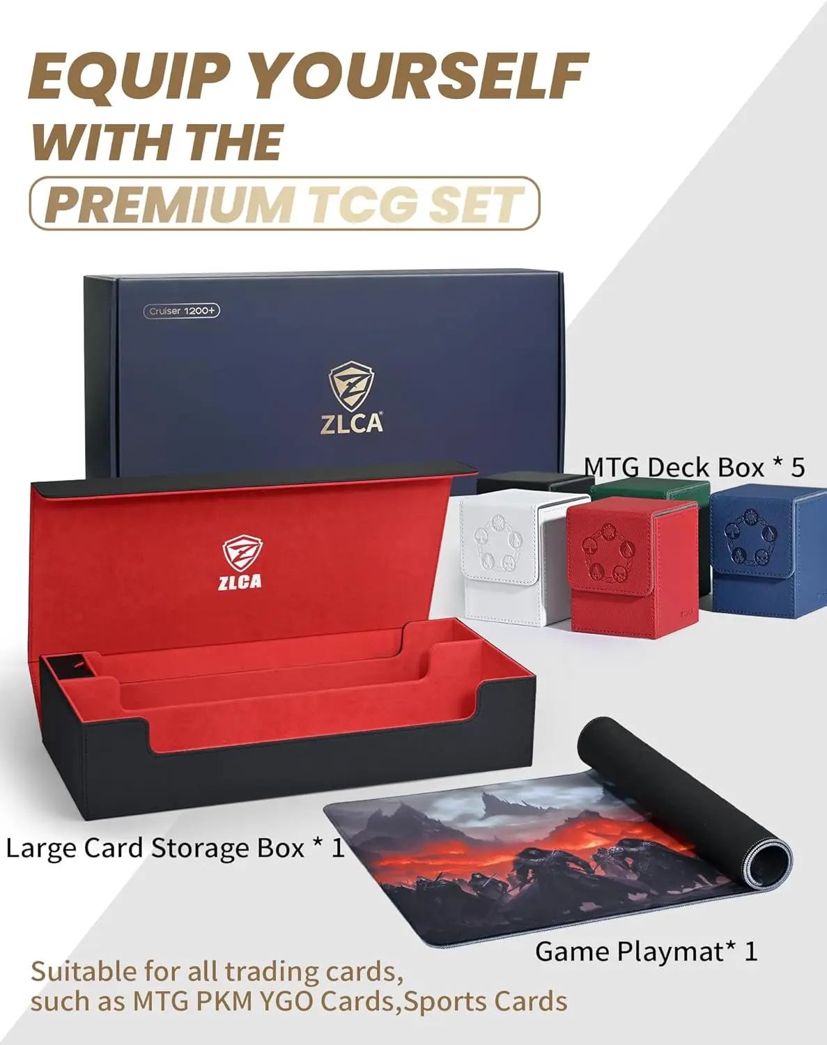 Collector's Edition TCG-Kartendeckbox mit großem Fassungsvermögen, 6-in-1, mit Spielmatte und 5-teiliger Deckbox für mehr als 2100 Karten, passend für Cont