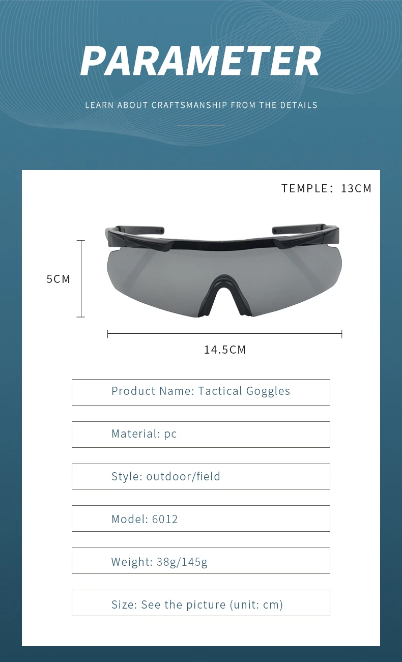 JSJM Neue Stil Taktische Schutzbrille CS Airsoft Winddicht Schießen Gläser HD 3 Objektiv Motocross Motorrad Bergsteigen Sichere Gläser – Detail 5