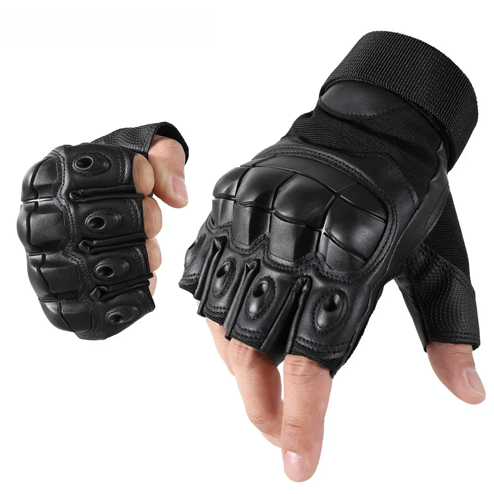 AliExpress NONE PU Leather Motorcycle Half Finger Gloves Motorbike Motocross Moto  Riding Cycling Sports Anti-skid Hard Shell Protective Gear