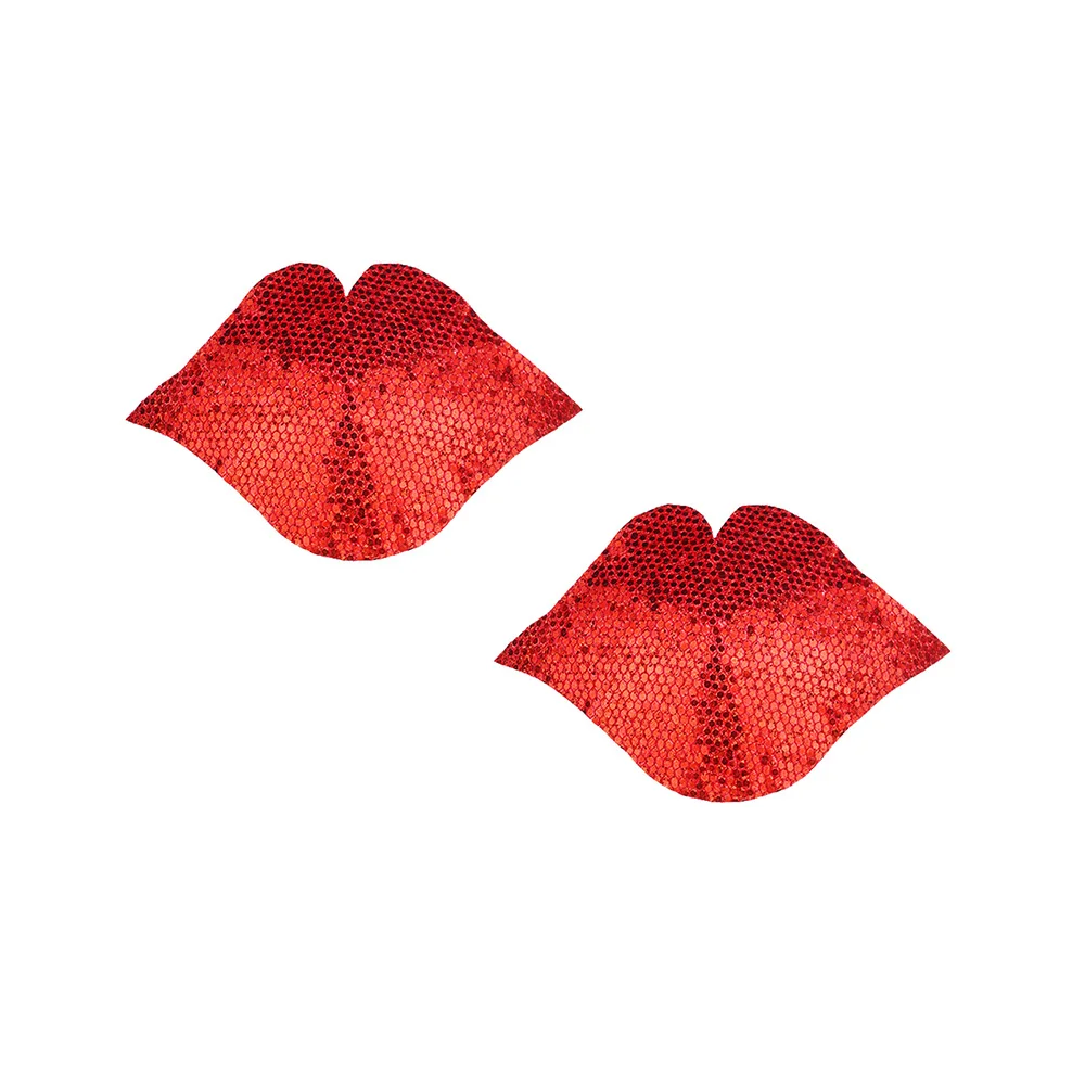 Women New Adhesive Nipple Pasties Nipple Covers Sexy Sequin Breast Stickers Holiday Gift Party Red Lips Lingerie Accessories