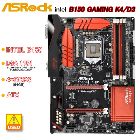 ​ ​ ​ ​ Scheda madre ASRock B150 Gaming K4/D3 LGA 1151 Intel B150 DDR3 64G supporto i7-6700 i5-7400 i5-6500 i3-6300 i7-7700 cpu ATX