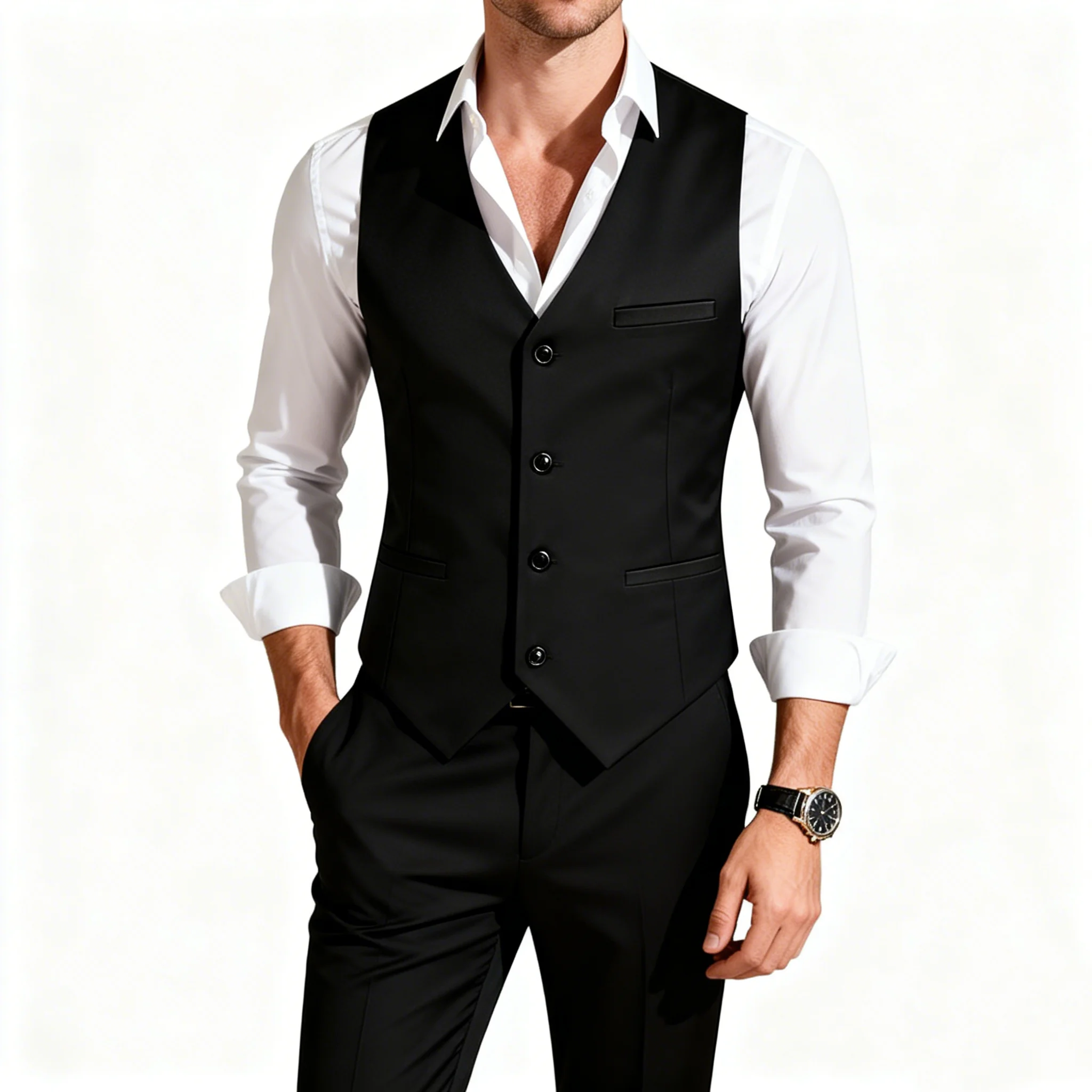 

Мужской жилет, костюмный жилет, однотонный, повседневный, деловой, костюмной внутренней одежды, кардиган, мужская одежда европейского размера.