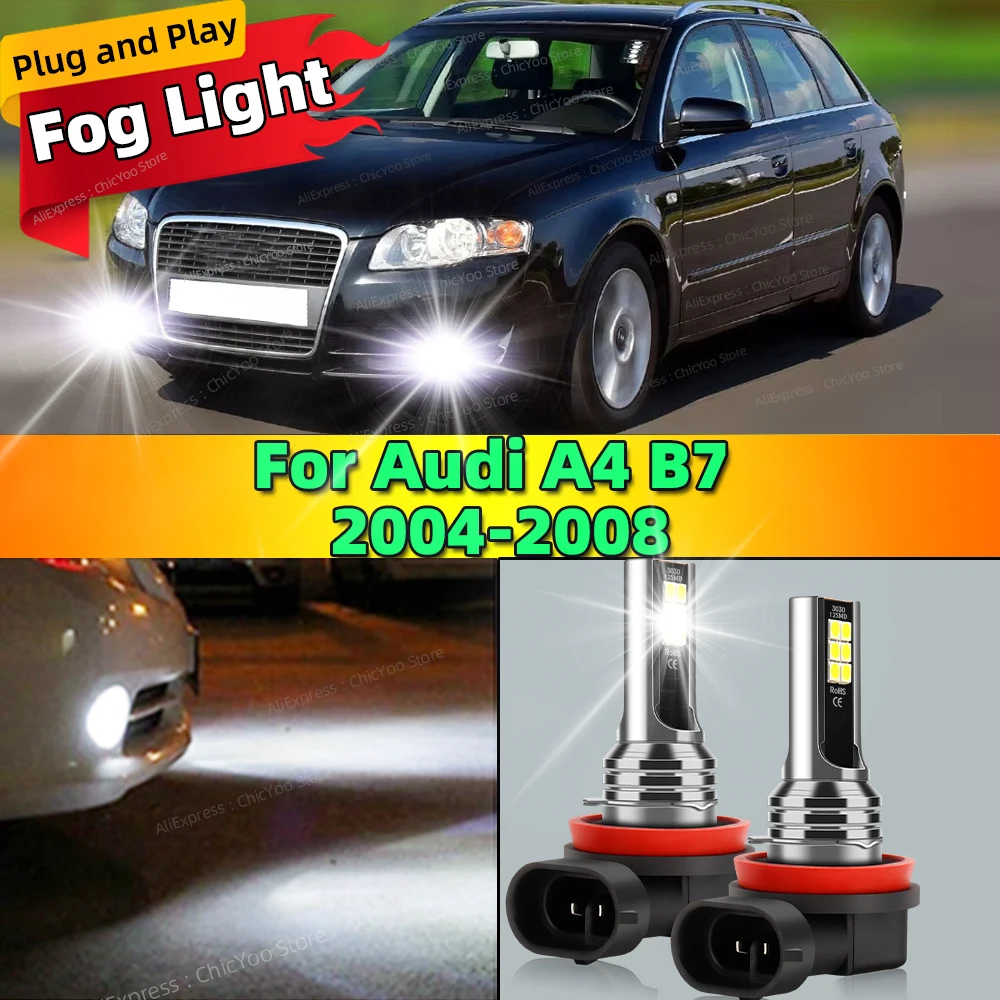 2Pcs 6000K Front Fog Light LED Bulb Accessories Car Lamp Canbus For Audi A4 B7 2004 2005 2006 2007 2008 Plug and Play