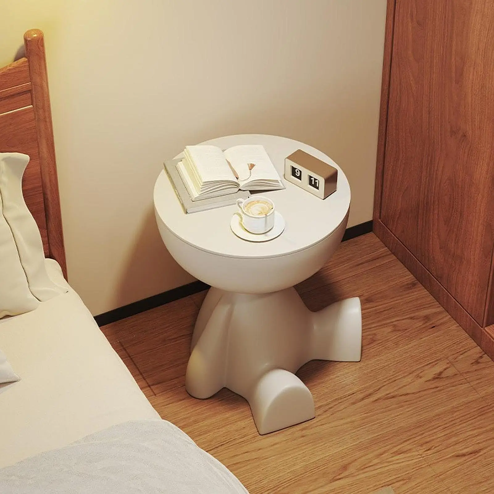 Creative Side End Table Flat Head Side Rack Bedroom Bedside Table  Household Sofa Balcony Movable Mini Table Small Apartment Tea