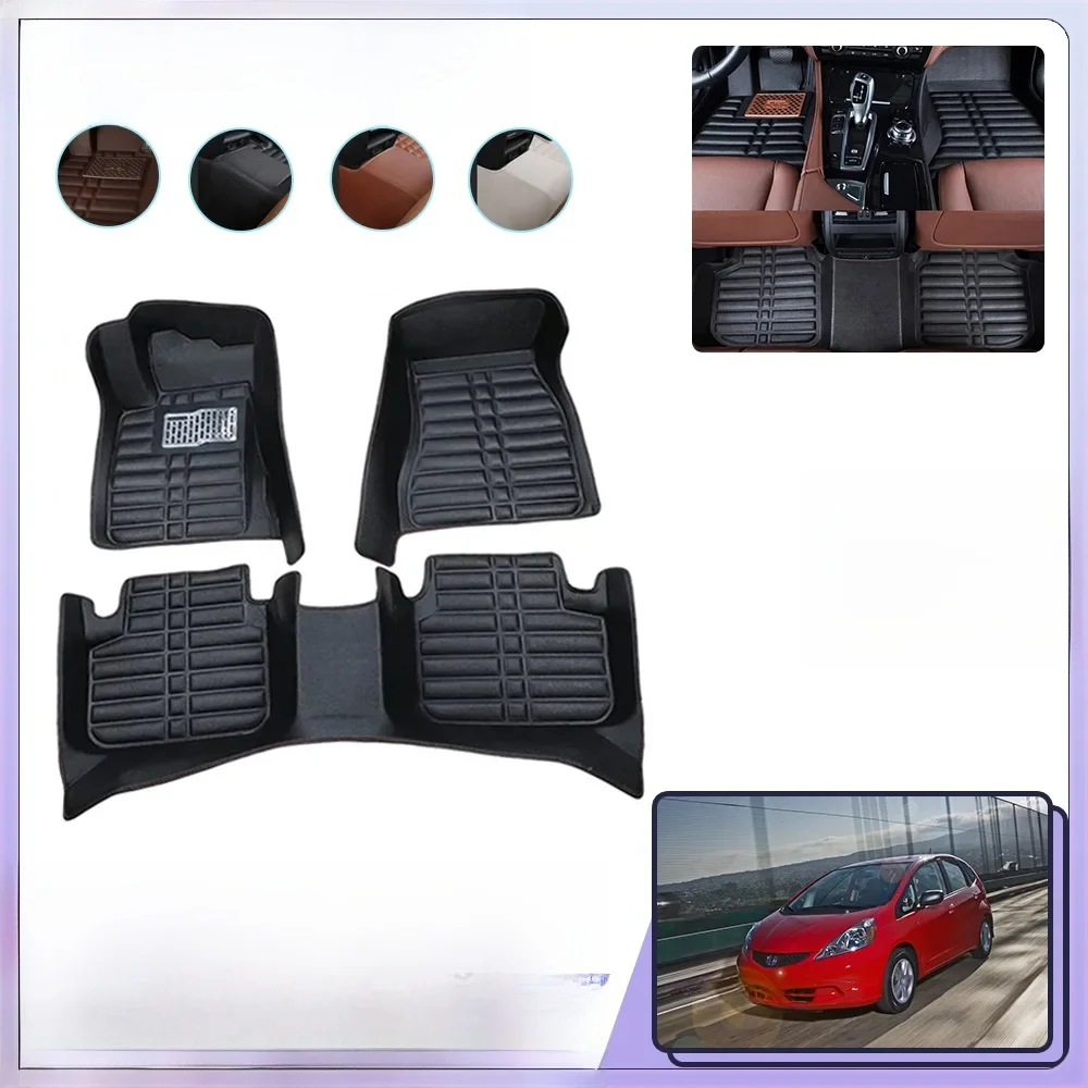 Mata podłogowa do samochodu Honda Fit Jazz MK2 GE GG Hybrid 2009 ~ 2014 2010 2011 2012 2013 części stóp niestandardowe skórzany Panel wykładziny dywanik wewnętrzny akcesoria — zdjęcie 2